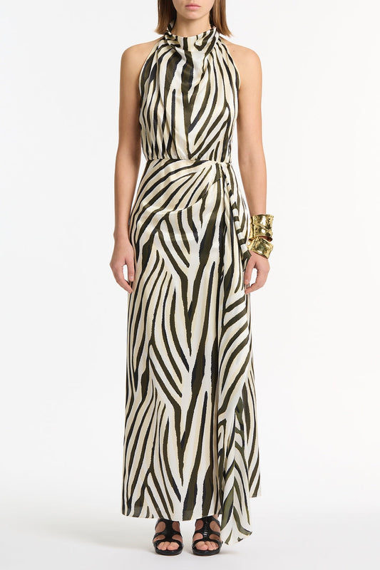 Image of Dresses. Product name - Bold Stripe Cascade Dress in Multi-Colour colour by brand - Carla Zampatti