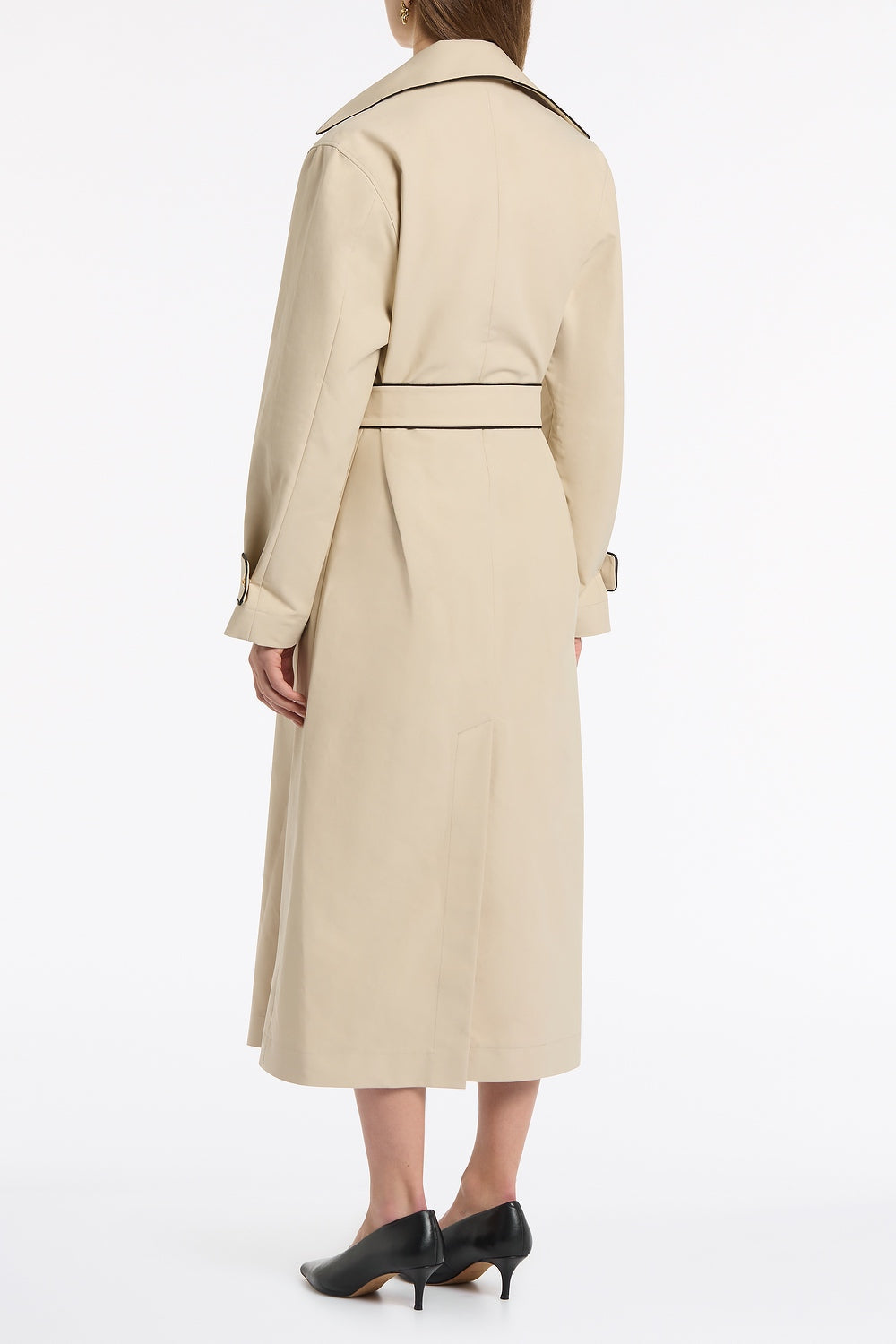 Carla Zampatti Bone Luxe Cotton Drill Trench Coat (Natural)