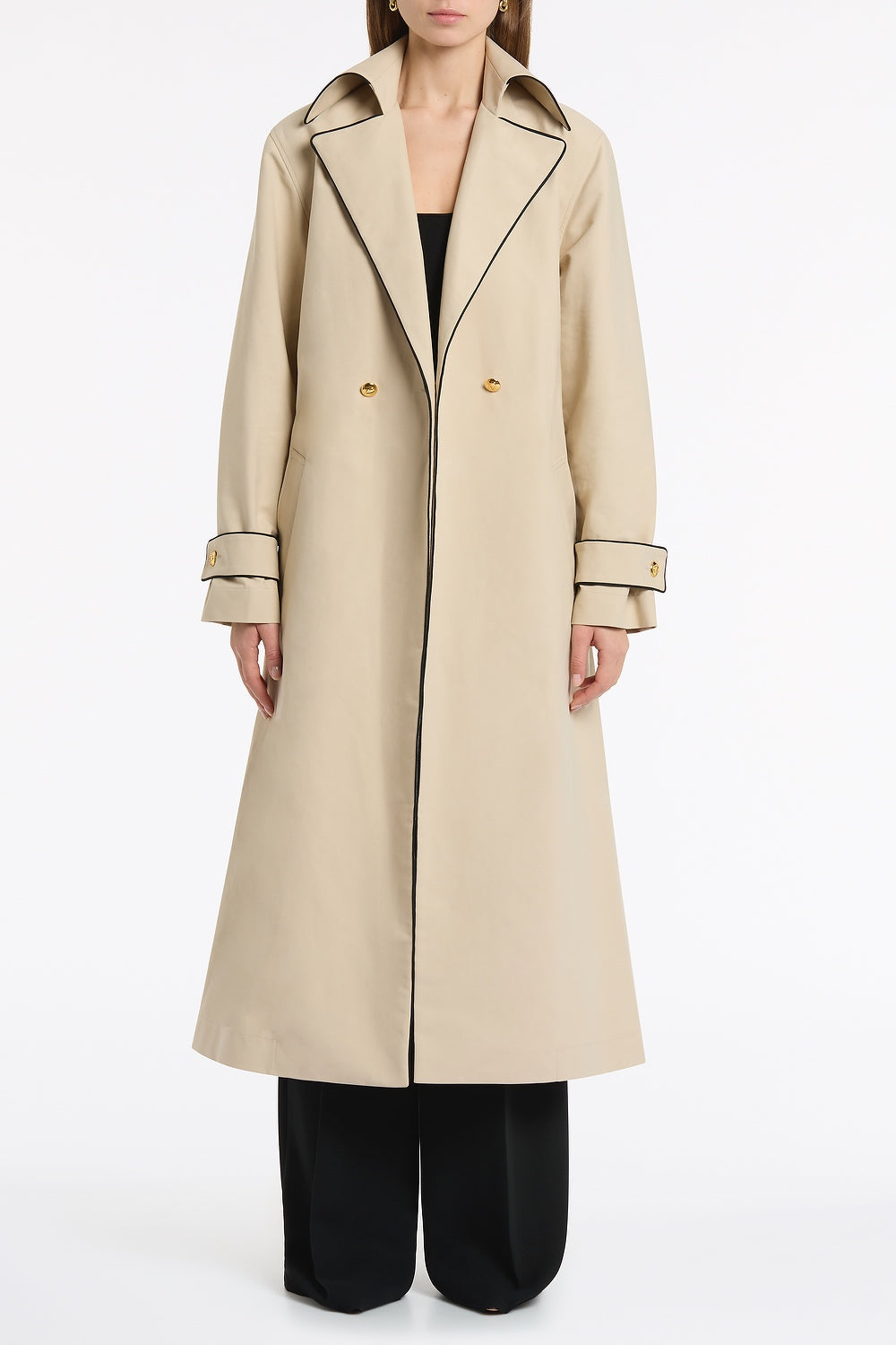 Carla Zampatti Bone Luxe Cotton Drill Trench Coat (Natural)