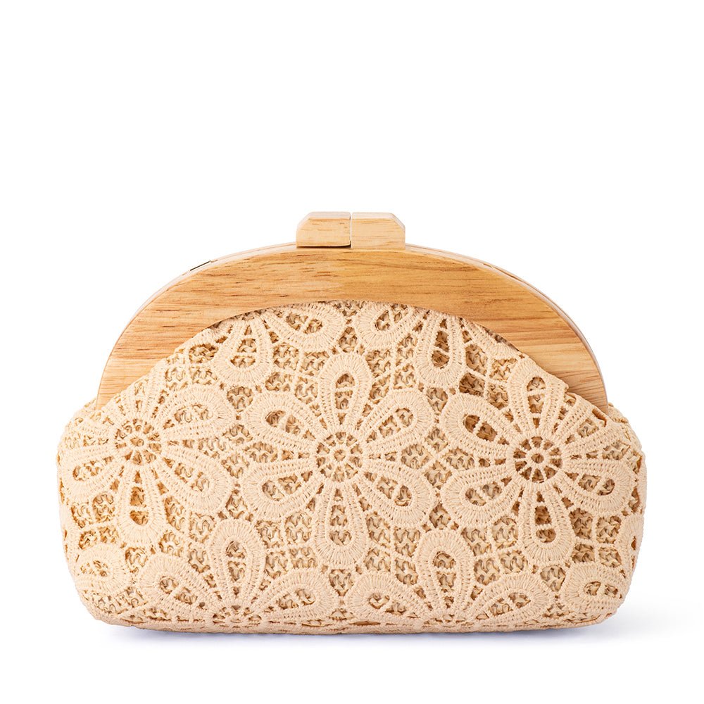 Olga Berg BONNIE Lace Clutch (Natural)