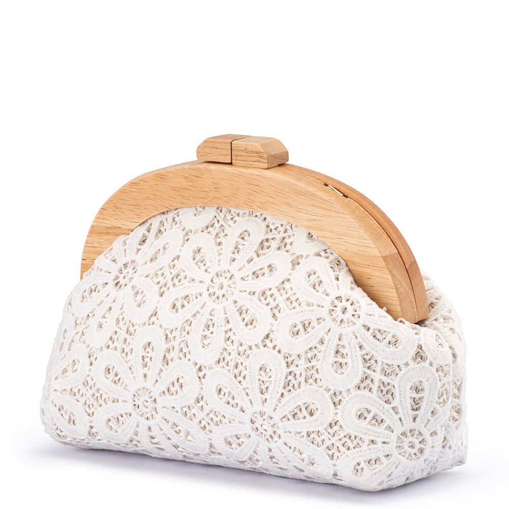 Olga Berg BONNIE Lace Clutch (White)