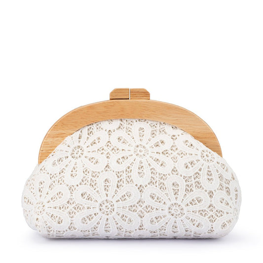 Olga Berg BONNIE Lace Clutch (White)