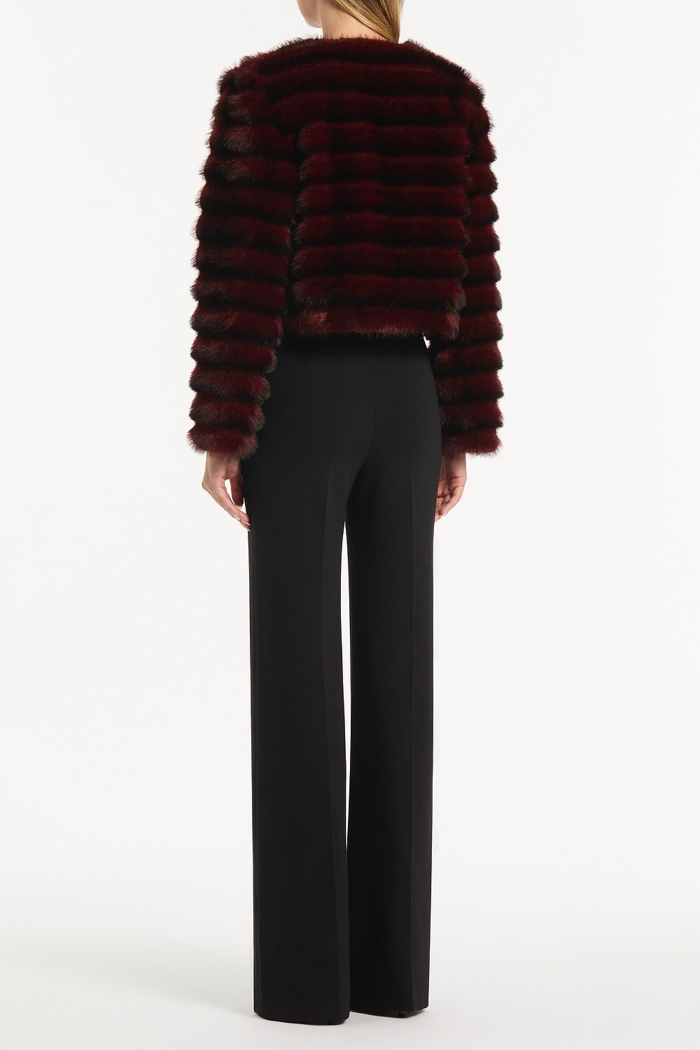 Carla Zampatti Bordeaux Cropped Fur Jacket (Red)