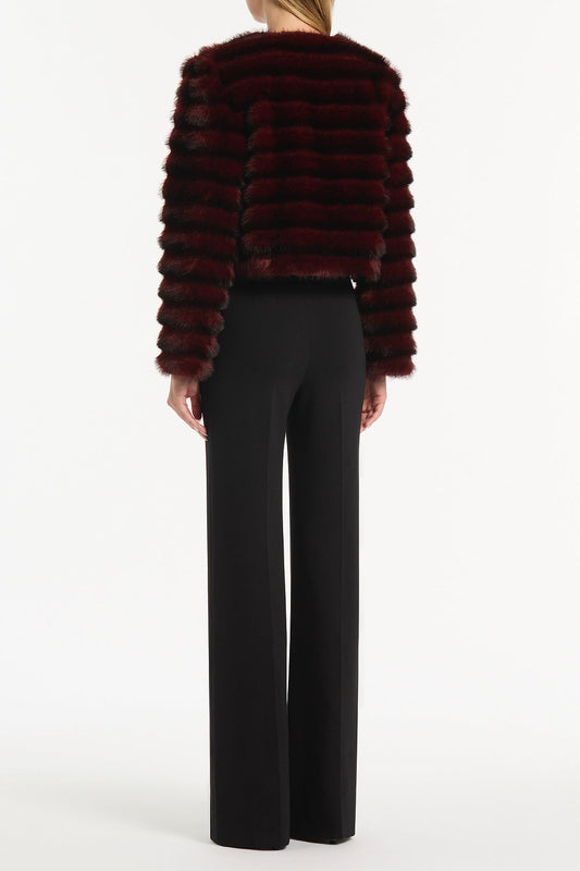 Carla Zampatti Bordeaux Cropped Fur Jacket (Red)