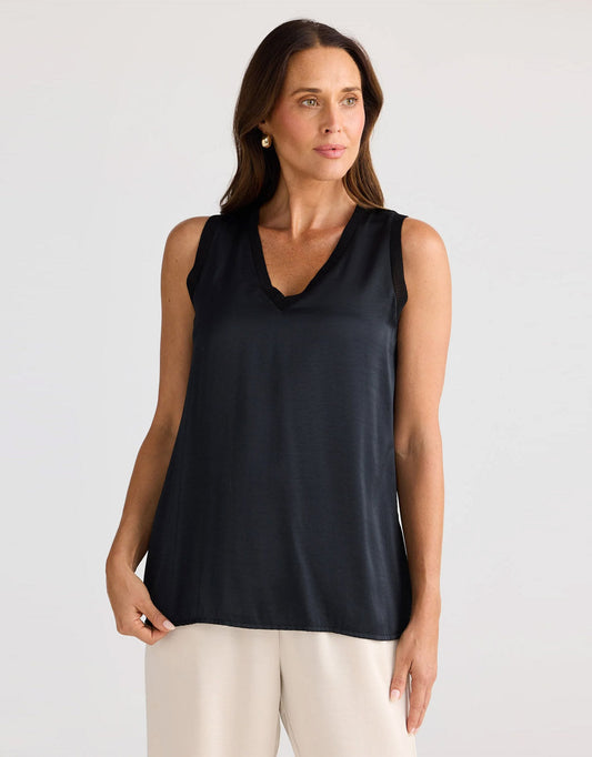 Image of a model wearing Tops. Productname: Celine Top - in Black colour by brand - Brave + True