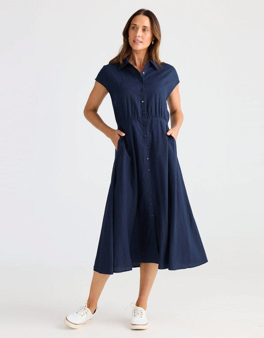 Image of Dresses. Productname: Musings Dress - in Navy colour by brand - Brave + True