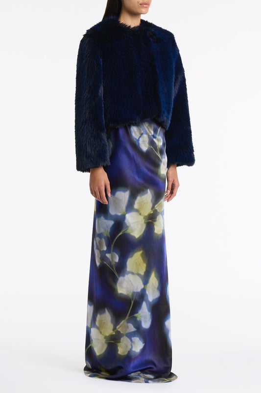Carla Zampatti Bright Tipped Fur Short Jacket (Navy)