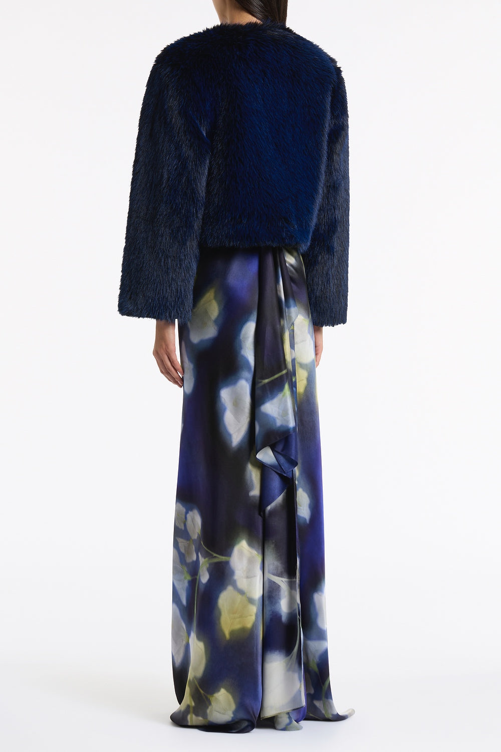 Carla Zampatti Bright Tipped Fur Short Jacket (Navy)