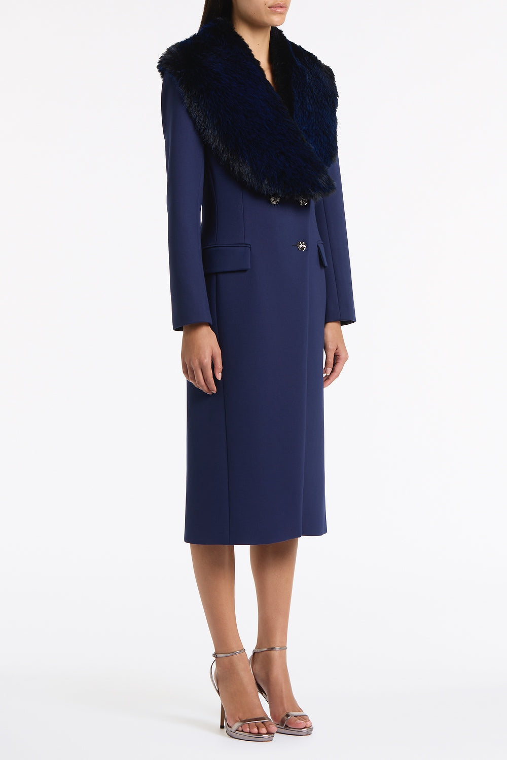 Carla Zampatti Bright Tipped Fur Stole (Navy)