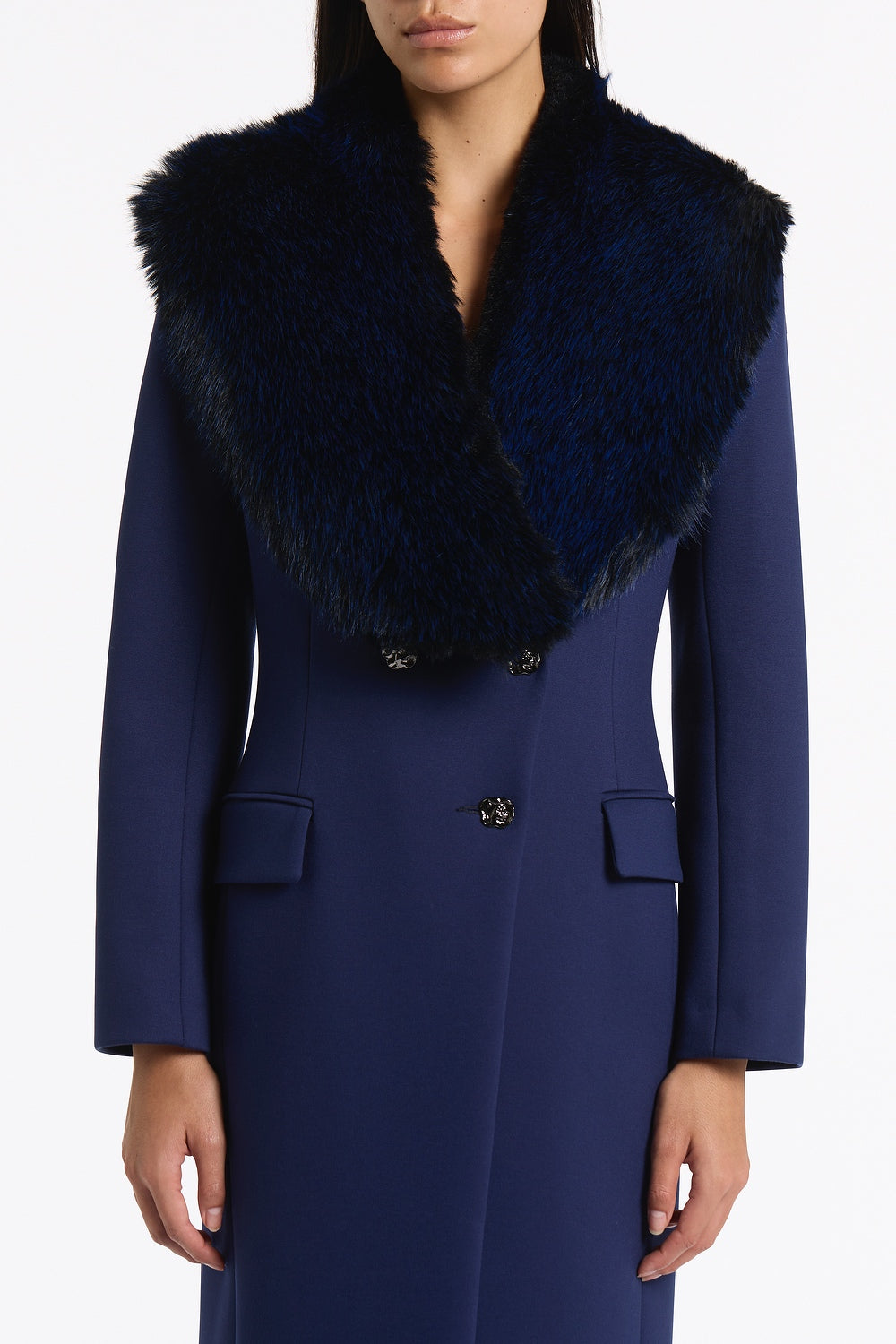Carla Zampatti Bright Tipped Fur Stole (Navy)