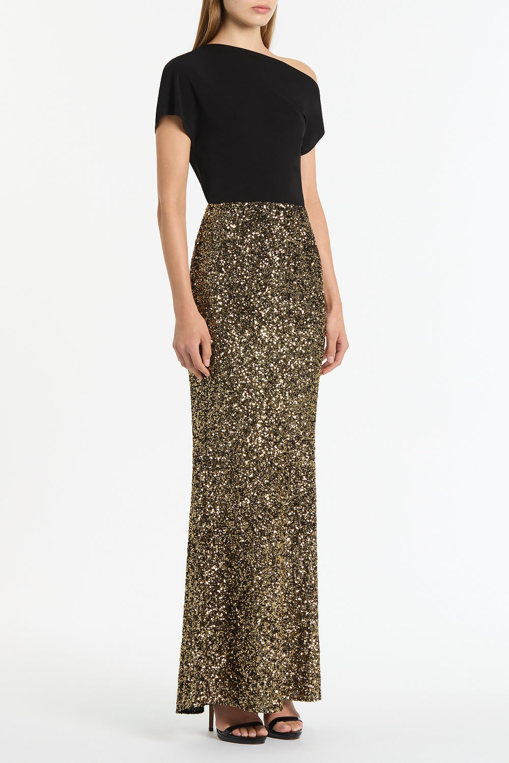 Carla Zampatti Crushed Sequin Column Skirt (Bronze)