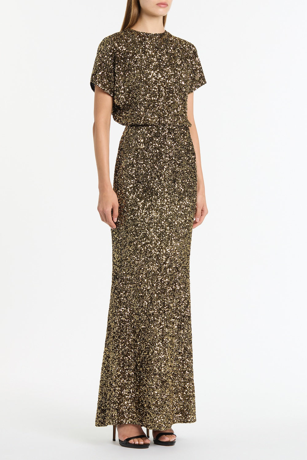Carla Zampatti Crushed Sequin Drape Top (Bronze)