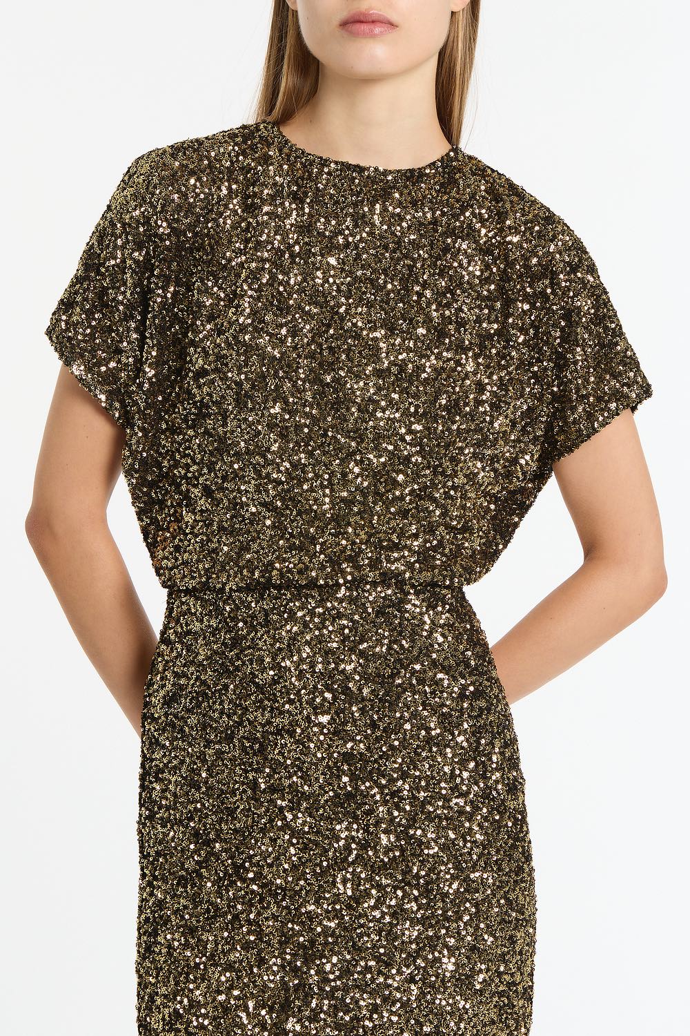 Carla Zampatti Crushed Sequin Drape Top (Bronze)