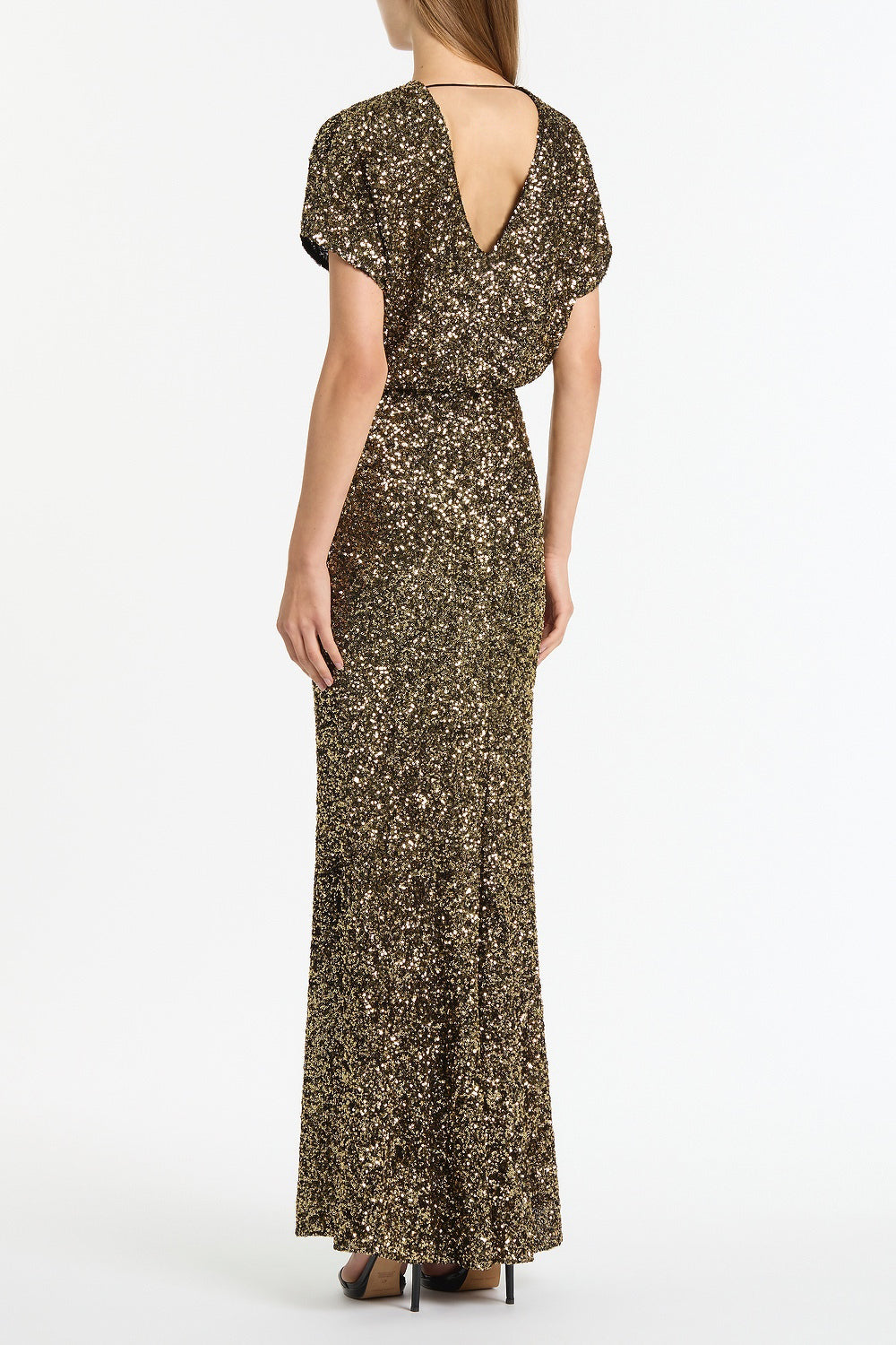 Carla Zampatti Crushed Sequin Drape Top (Bronze)