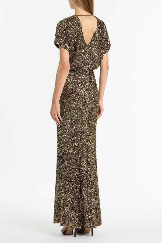 Carla Zampatti Crushed Sequin Drape Top (Bronze)