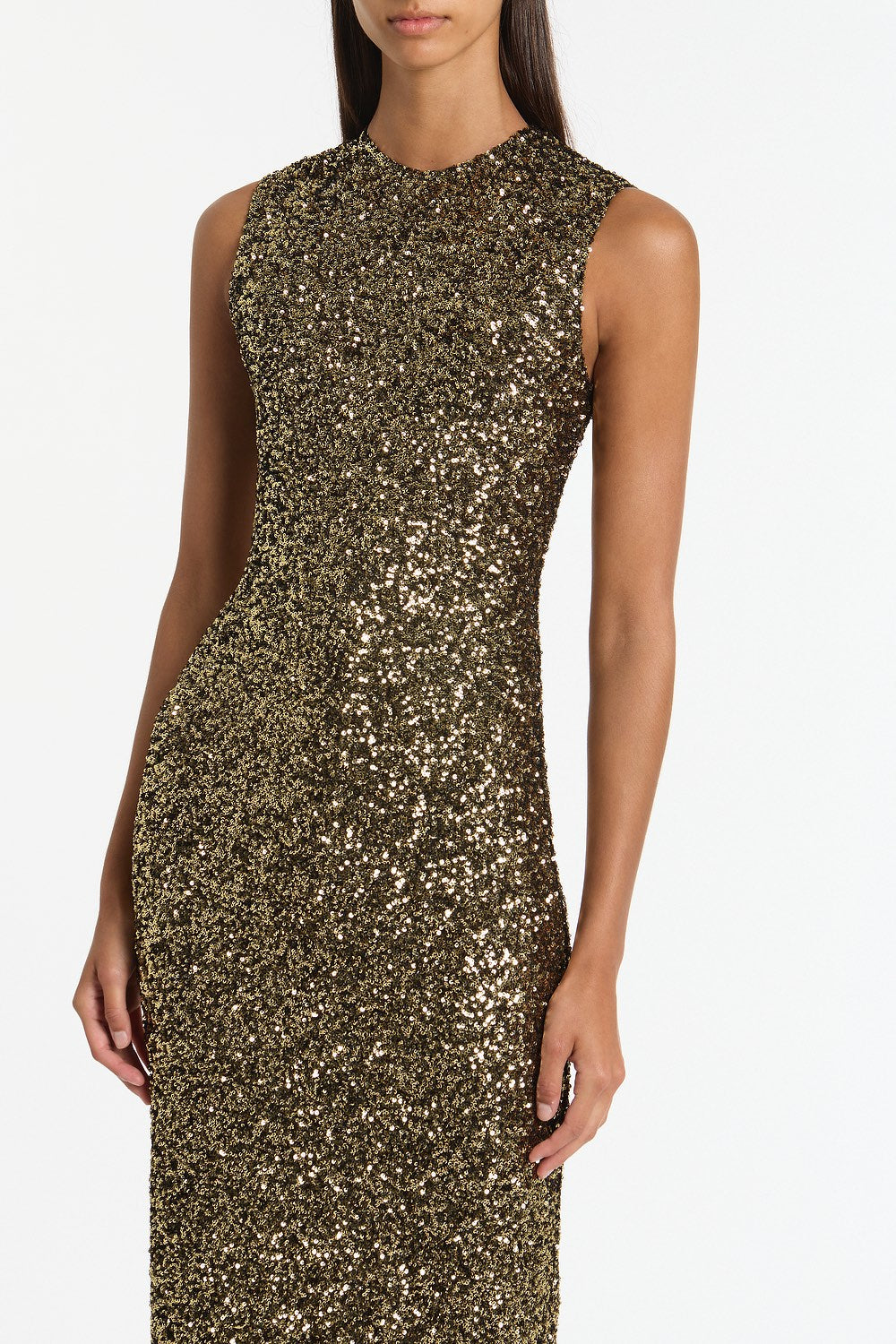 Carla Zampatti Crushed Sequin Dress (Bronze)