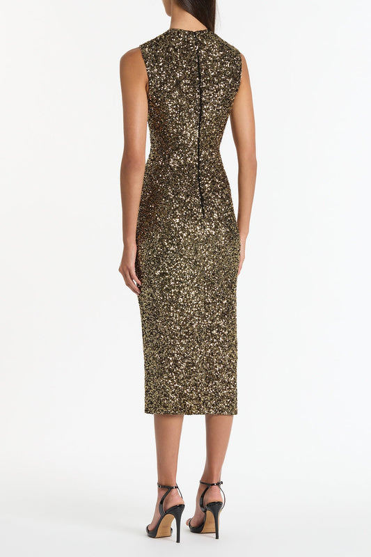 Carla Zampatti Crushed Sequin Dress (Bronze)