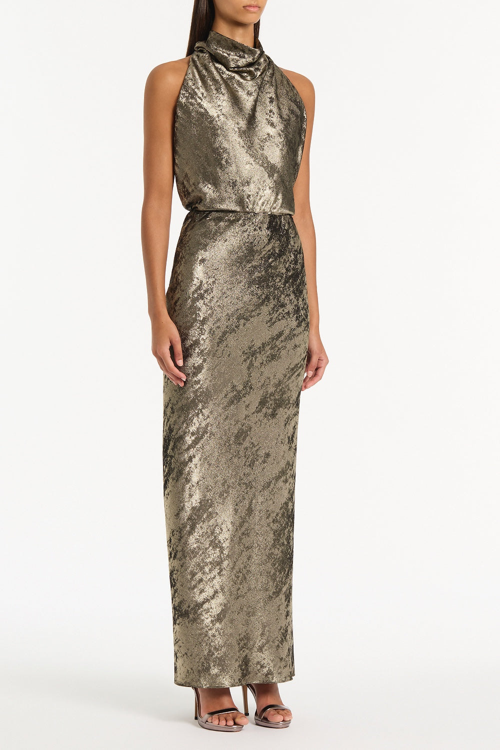 Carla Zampatti Burnished Metallic Halter Top (Bronze)