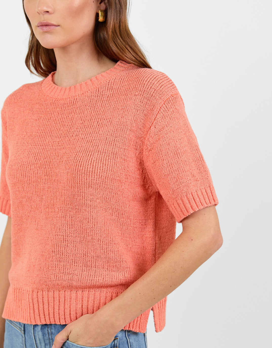 By Rosa Loveable Tape Yarn Knit Tee (Melon)