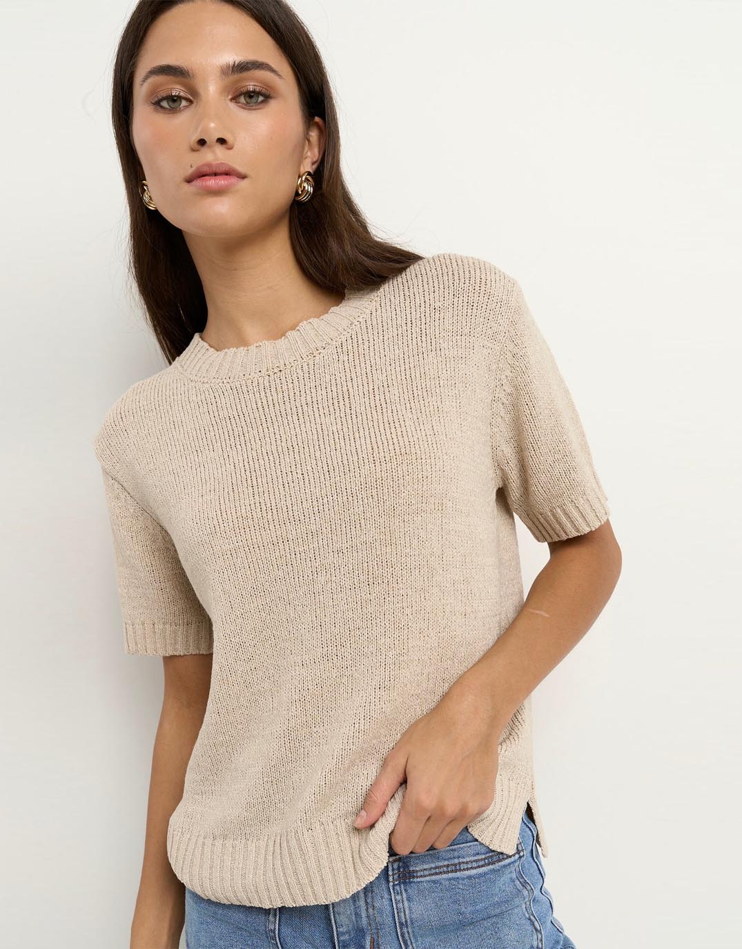 By Rosa Loveable Tape Yarn Knit Tee (Natural)