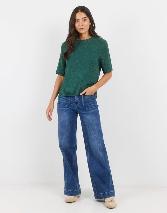By Rosa Loveable Tape Yarn Knit Tee (Petrol)