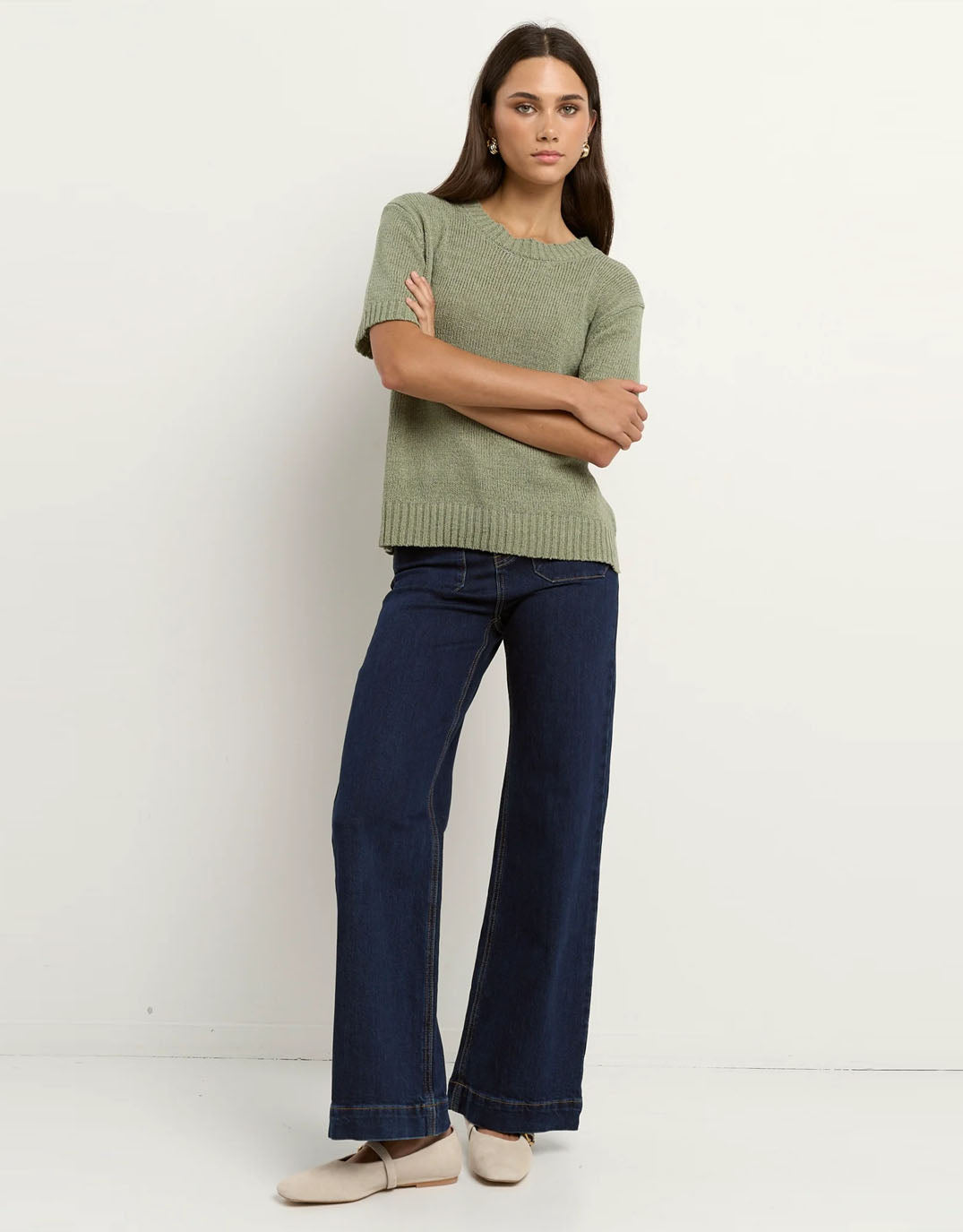 By Rosa Loveable Tape Yarn Knit Tee (Sage)