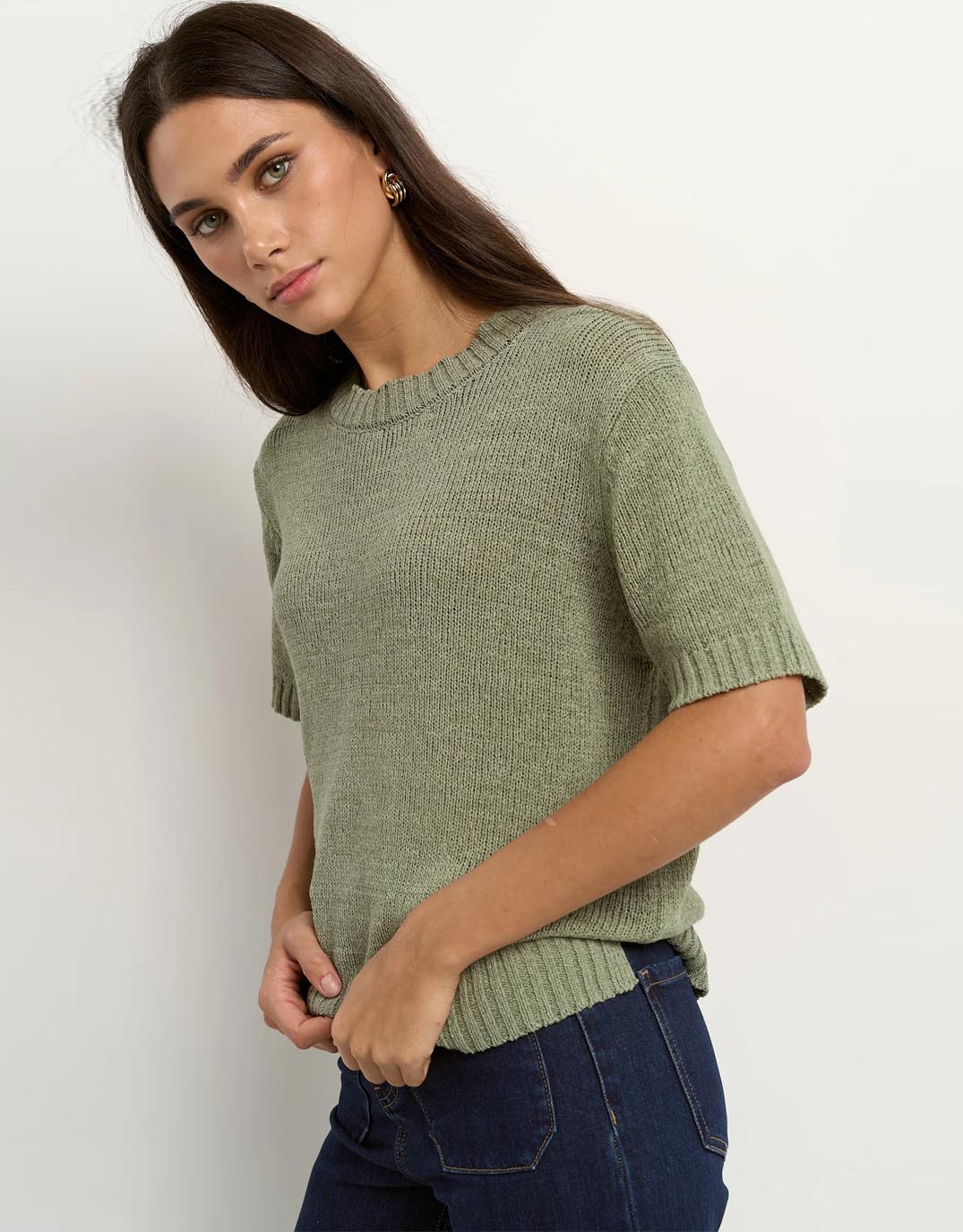 By Rosa Loveable Tape Yarn Knit Tee (Sage)