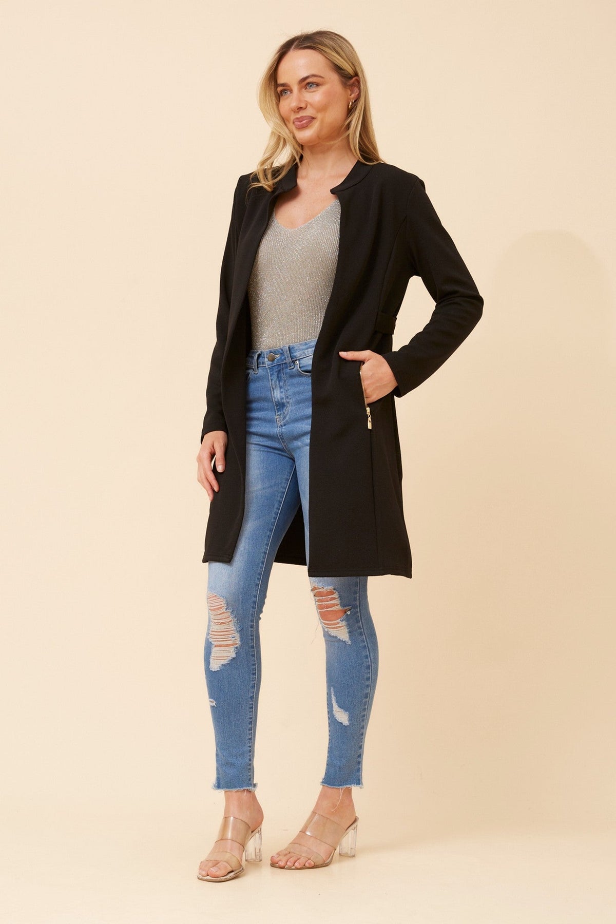 Caroline Morgan Australia LACEY SOLID CARDIGAN (Black)