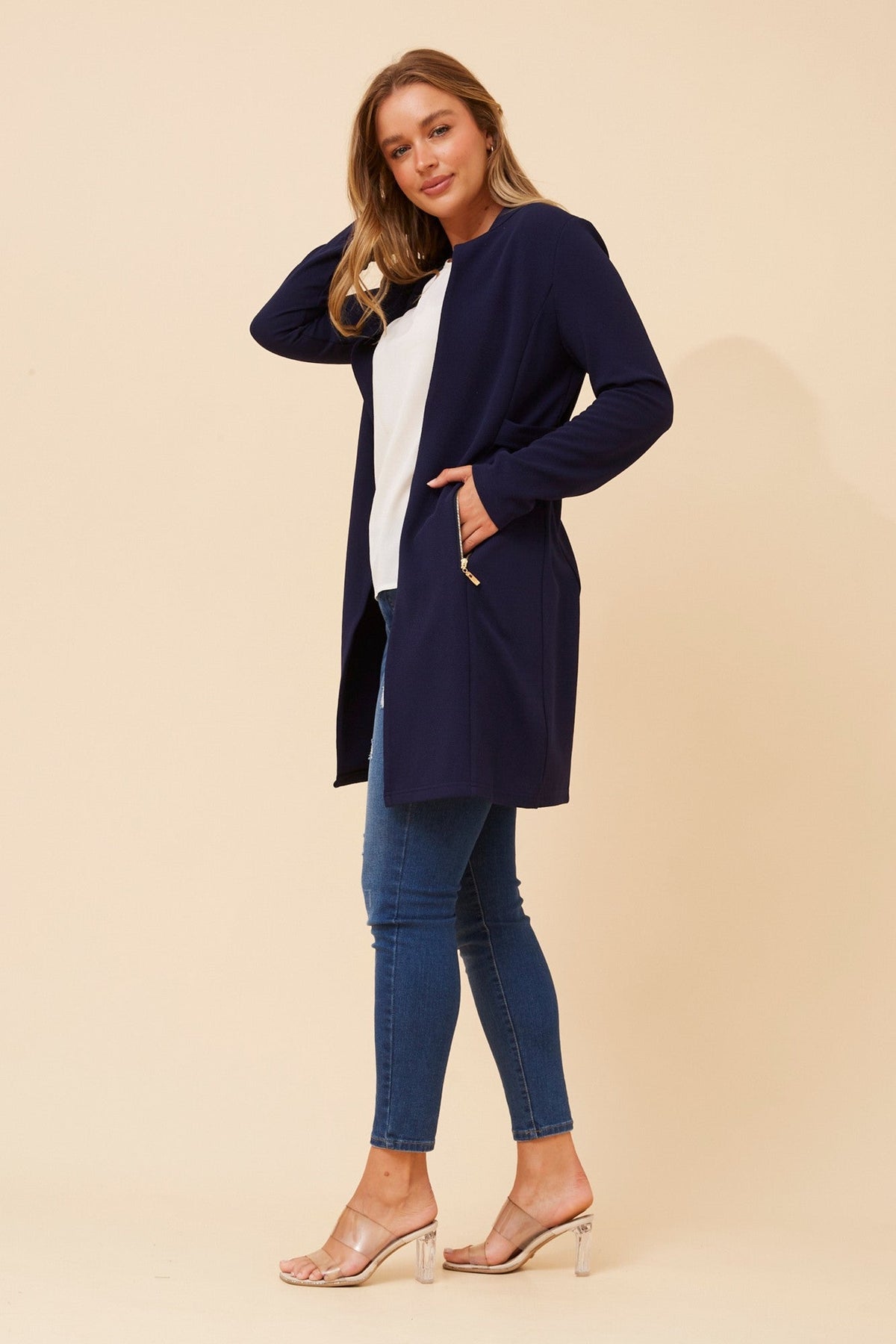 Caroline Morgan Australia LACEY SOLID CARDIGAN (Navy)