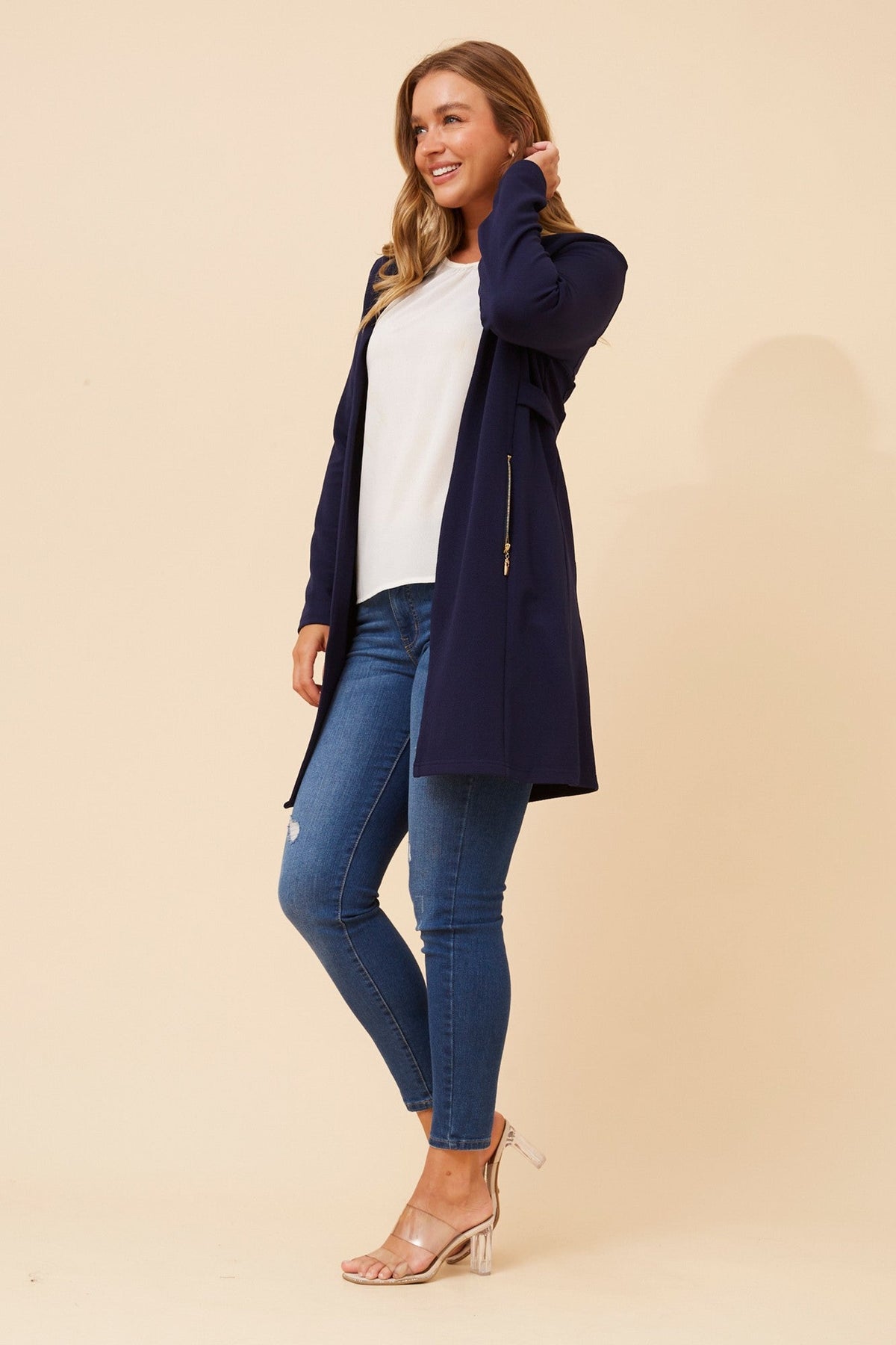 Caroline Morgan Australia LACEY SOLID CARDIGAN (Navy)
