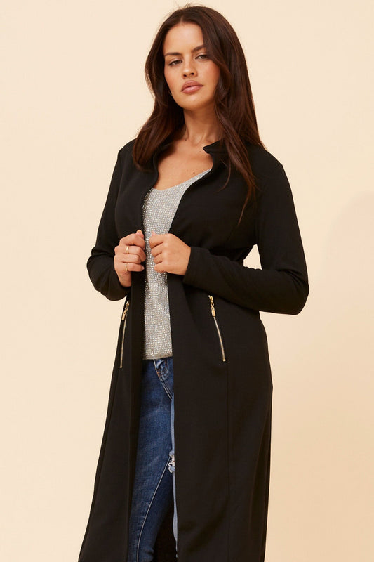 ADELLA LONGLINE CARDIGAN (Black)