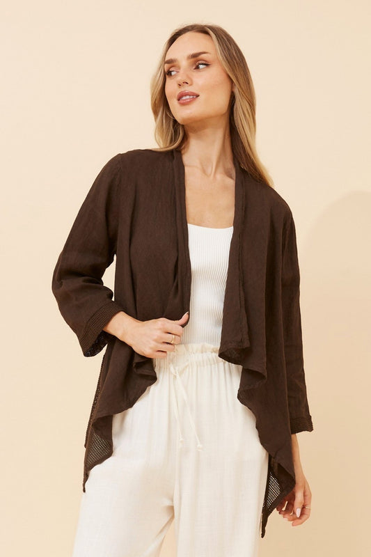MAJELLA LINEN CARDIGAN (Khaki)