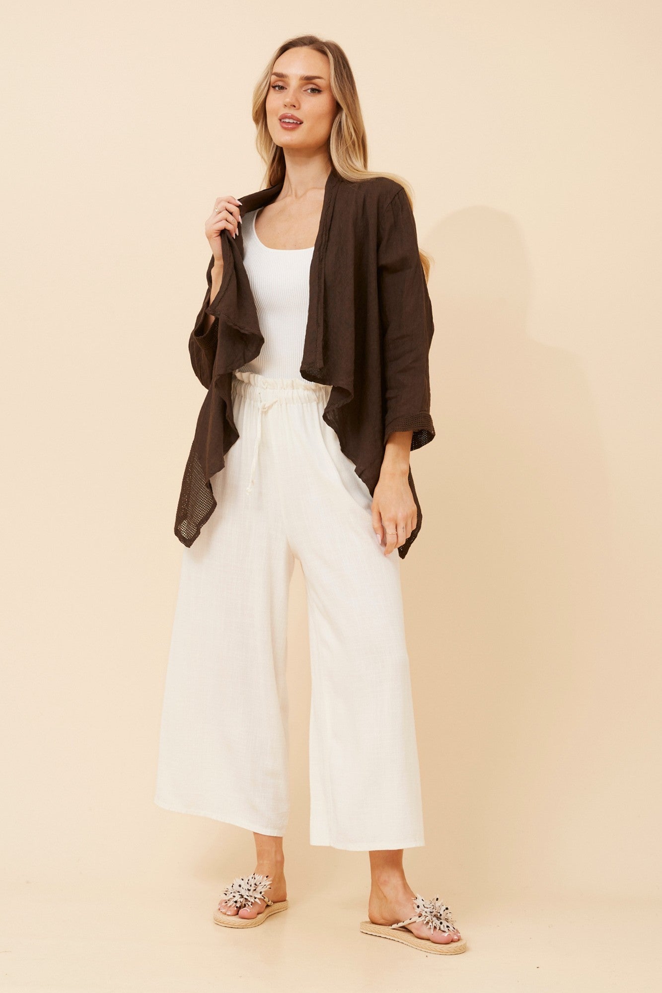 MAJELLA LINEN CARDIGAN (Khaki)