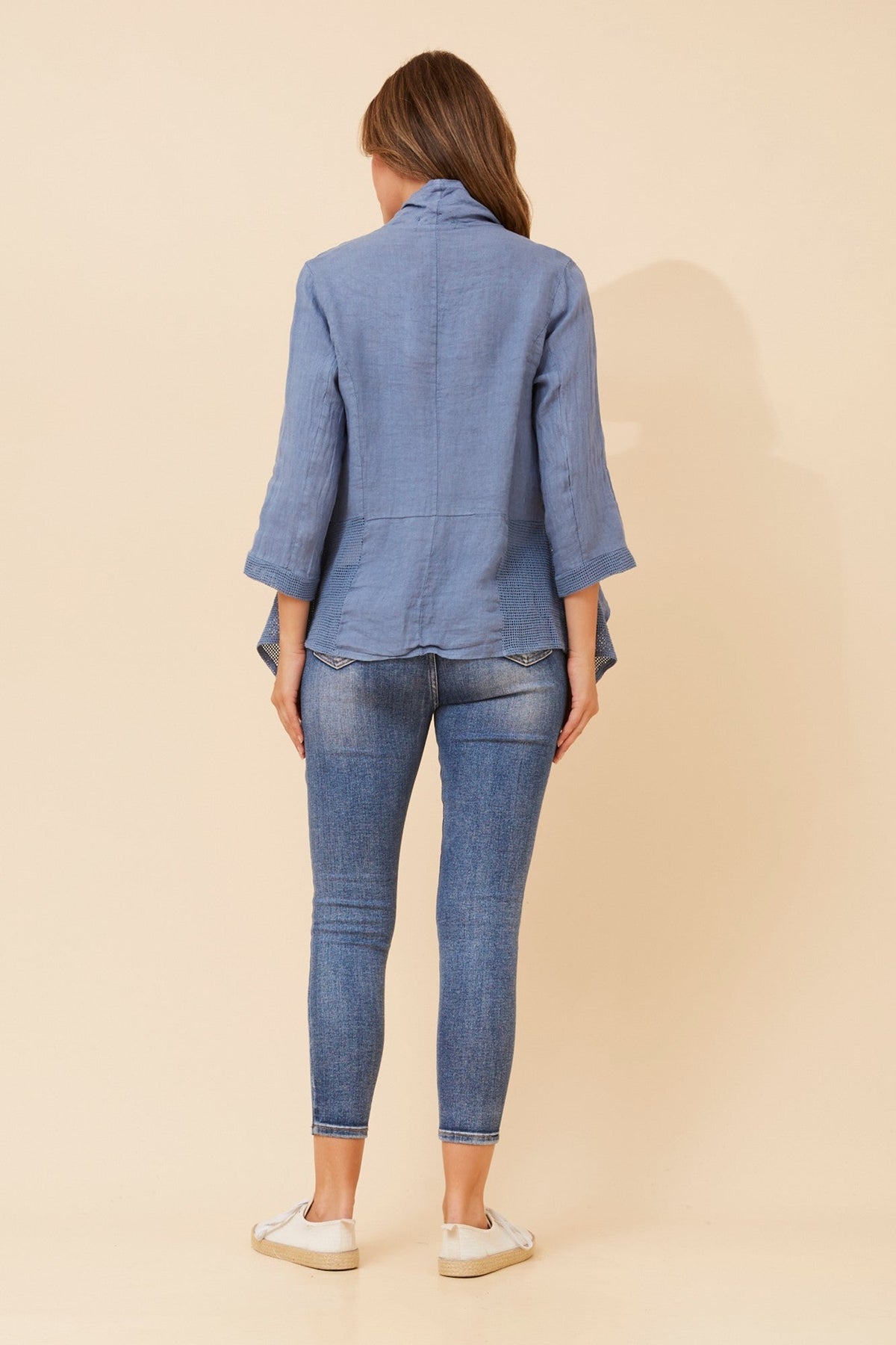 BOTTEGA MODA MAJELLA LINEN CARDIGAN (Denim)
