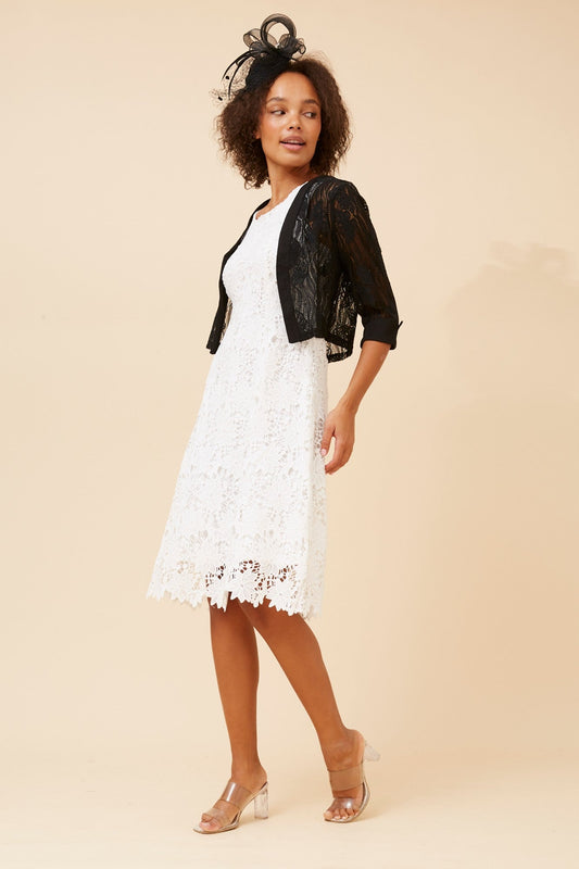 Image of Cardigans. Product name - ZULEIKA LACE CARDIGAN in Black colour by brand - Caroline Morgan Australia