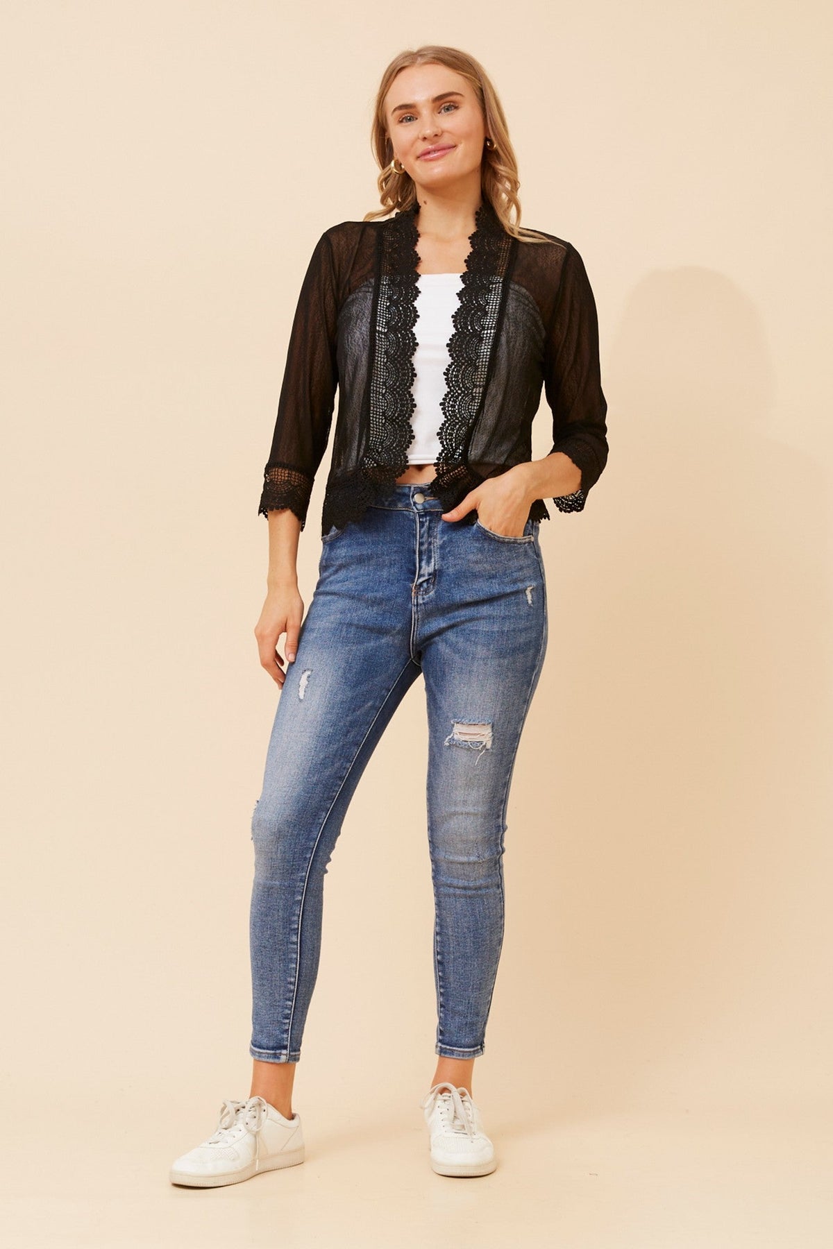 FINS LACE CARDIGAN (Black)