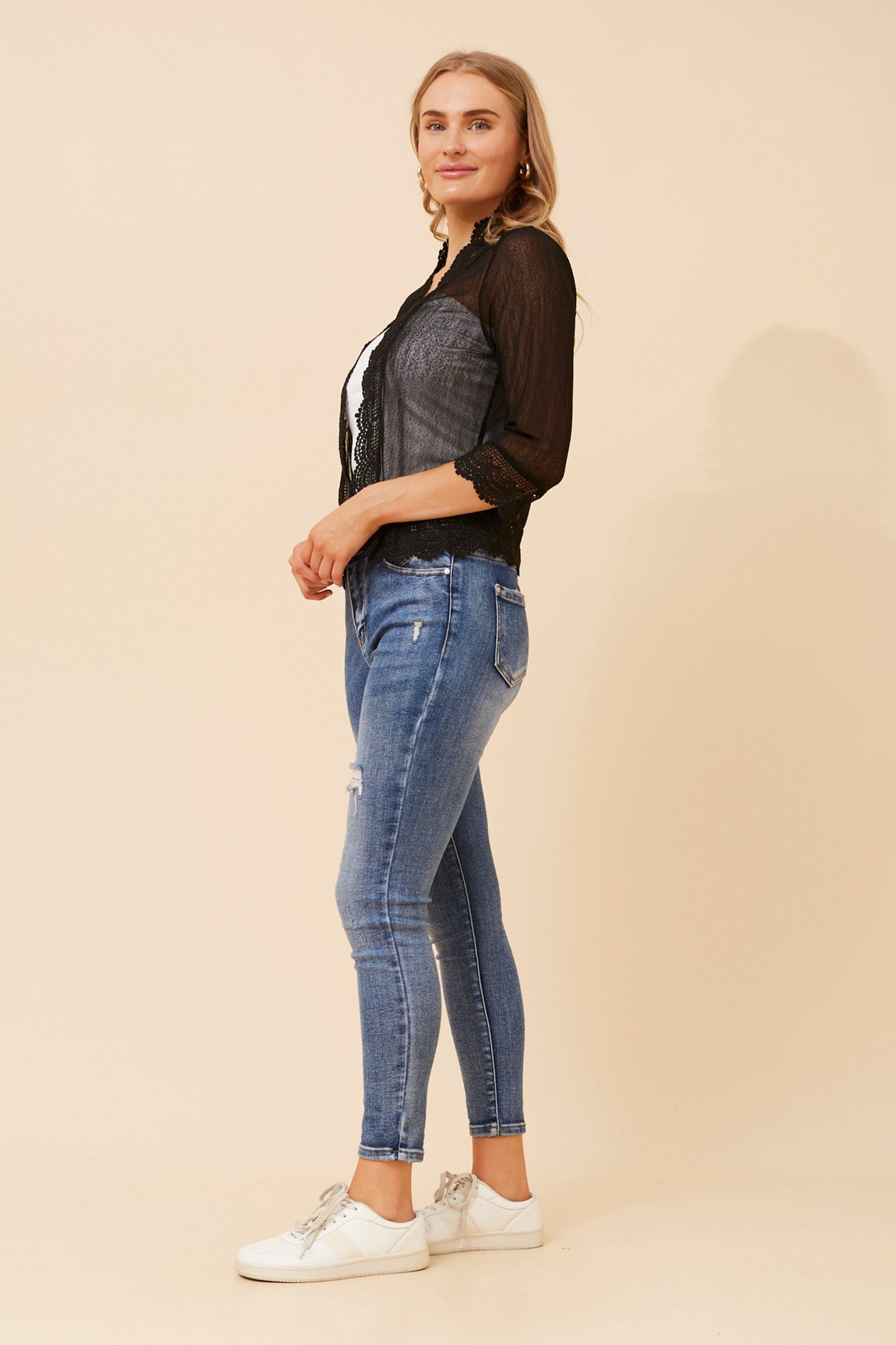 FINS LACE CARDIGAN (Black)