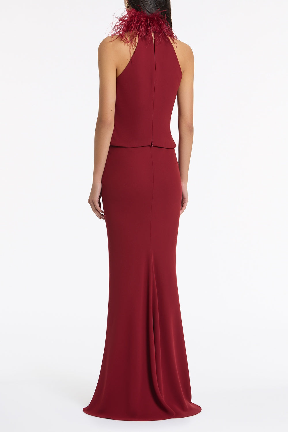 Carla Zampatti Cabernet Crepe Bias Fishtail Skirt (Red)