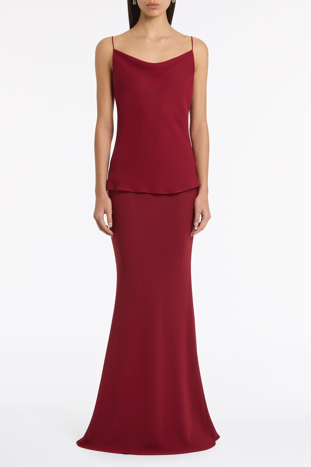 Carla Zampatti Cabernet Crepe Bias Fishtail Skirt (Red)