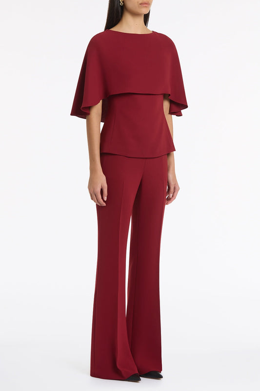Carla Zampatti Cabernet Crepe Cape Top (Red)