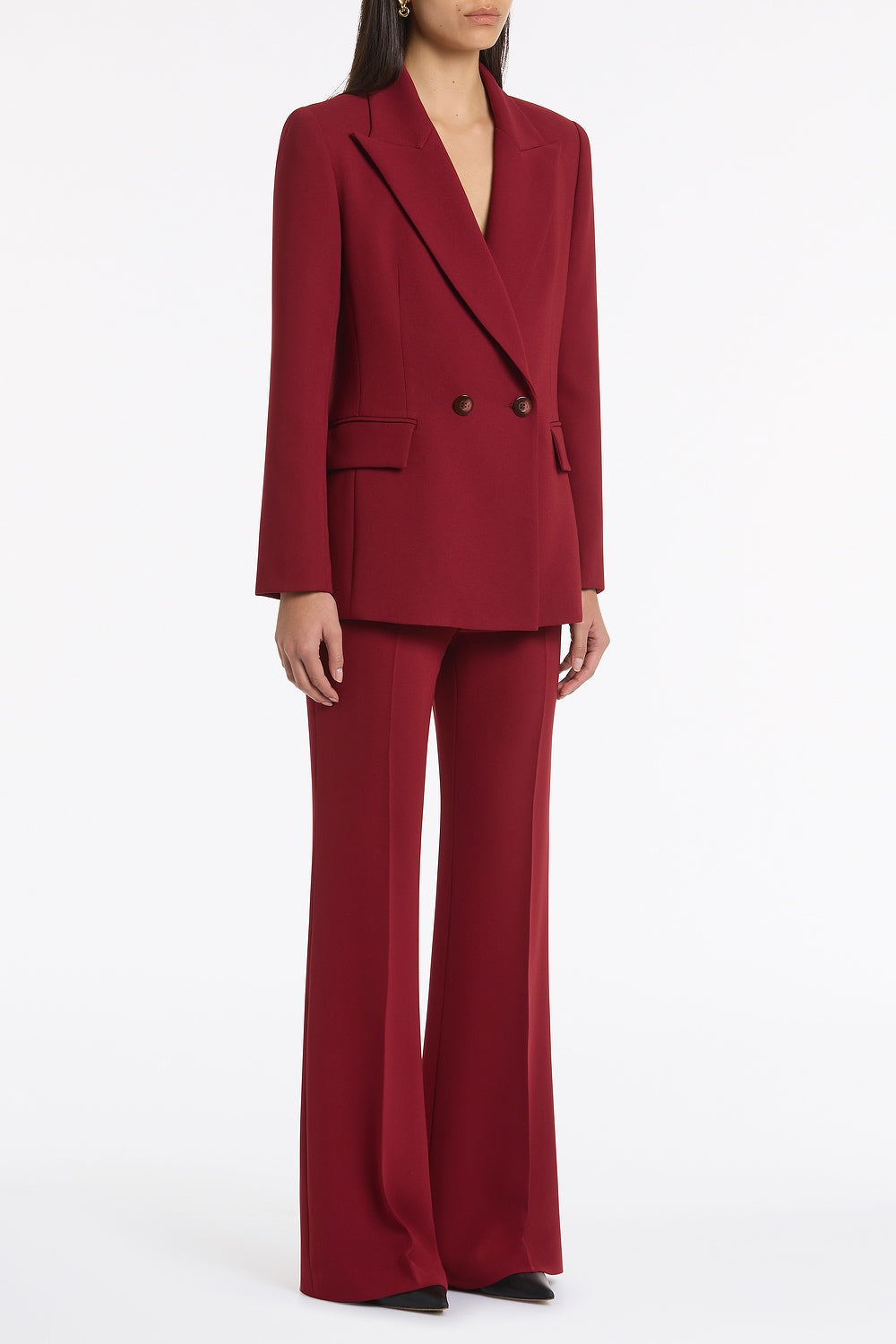 Carla Zampatti Cabernet Crepe Double Breasted Blazer (Red)