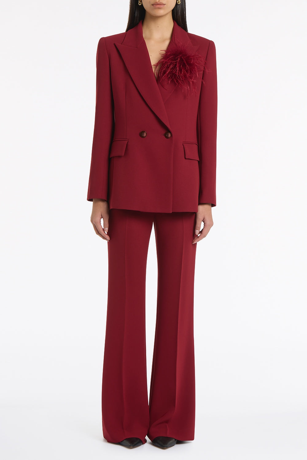 Carla Zampatti Cabernet Crepe Double Breasted Blazer (Red)