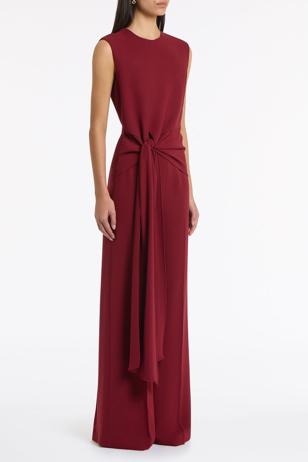 Carla Zampatti Cabernet Crepe Tie Front Jumpsuit (Red)