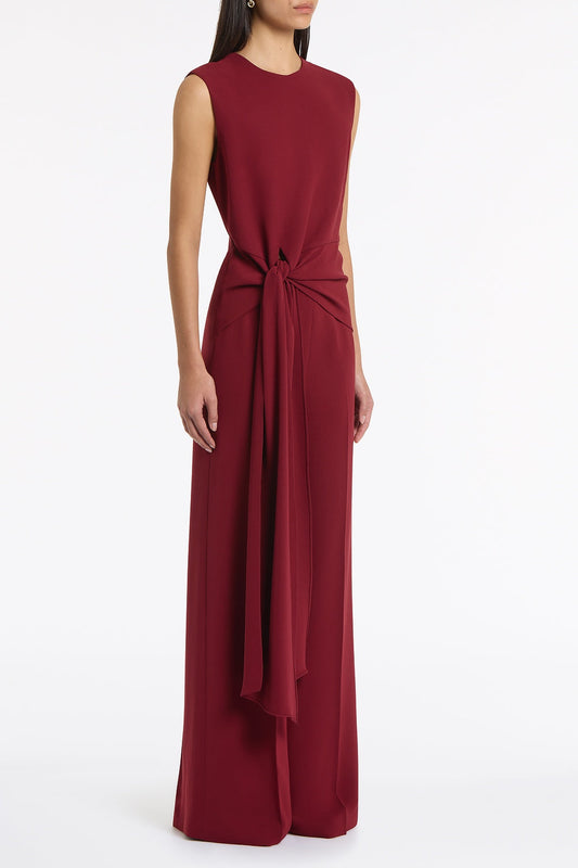 Carla Zampatti Cabernet Crepe Tie Front Jumpsuit (Red)