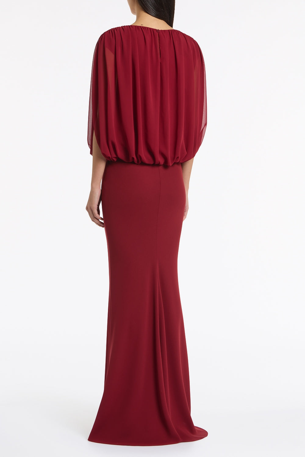 Carla Zampatti Cabernet Georgette Gathered Capelet Top (Red)