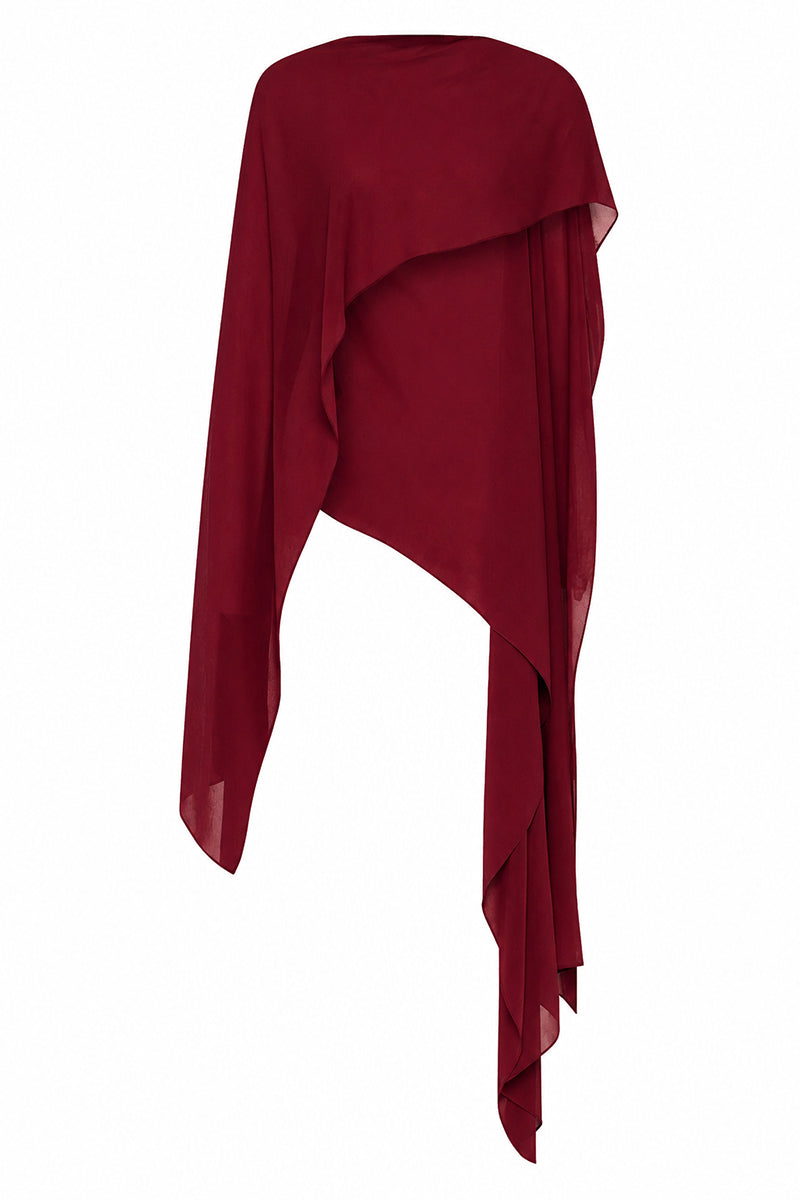 Carla Zampatti Cabernet Georgette Cascata Wrap (Red)