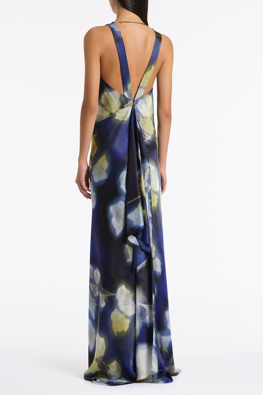 Carla Zampatti Calla Lily Silk Viscose Cowl Front Gown (Blue)