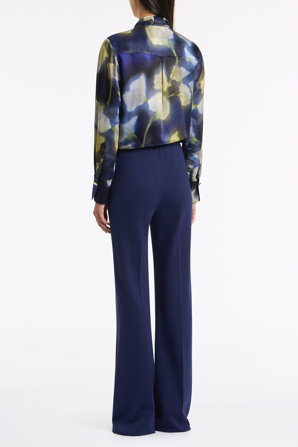 Carla Zampatti Calla Lily Silk Viscose Tie Neck Top (Blue)