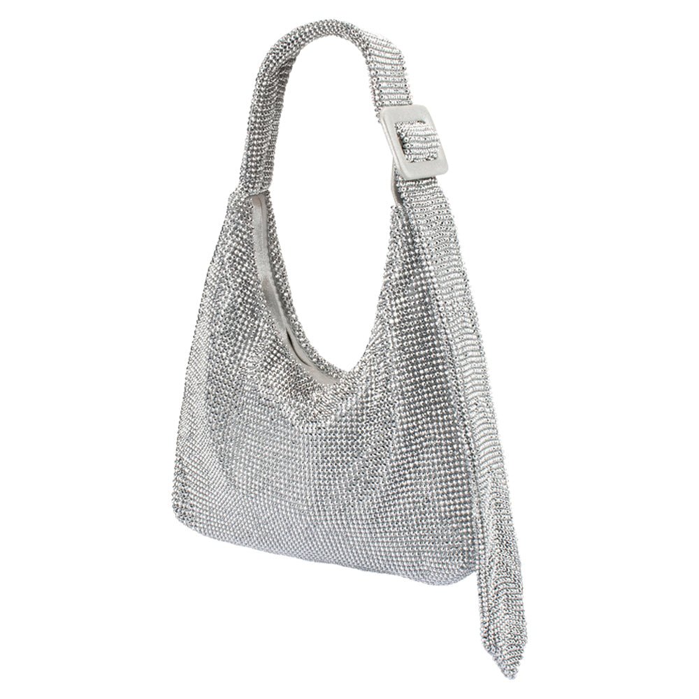Olga Berg CALYPSO Crystal Mesh Bag (Silver)