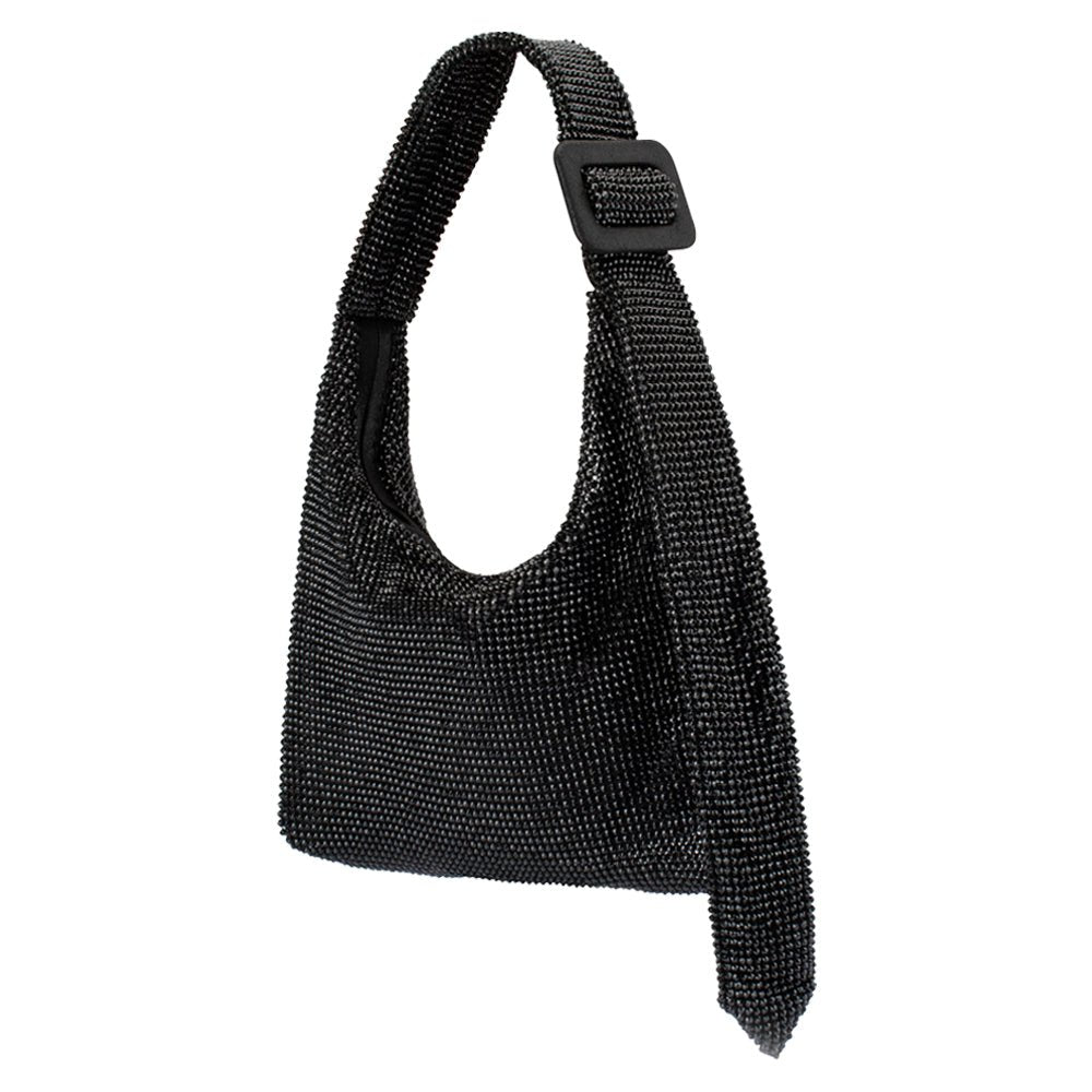 Olga Berg CALYPSO Crystal Mesh Bag (Black)